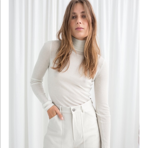 & Other Stories Tops - & other stories sheer ribbed turtleneck small